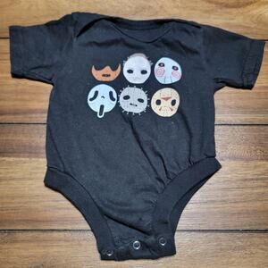 Pop Threads Infant Black Body Suit Horror Movie Masks - Size 12M